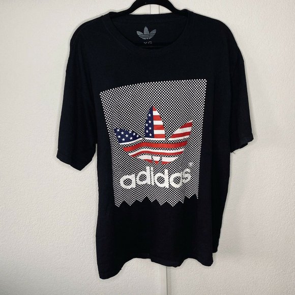 RARE Adidas Shirt XL Black Short Sleeve American - Picture 2 of 6